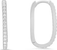 Queen Jewels CZ Pavé Oval Hoop Earrings
