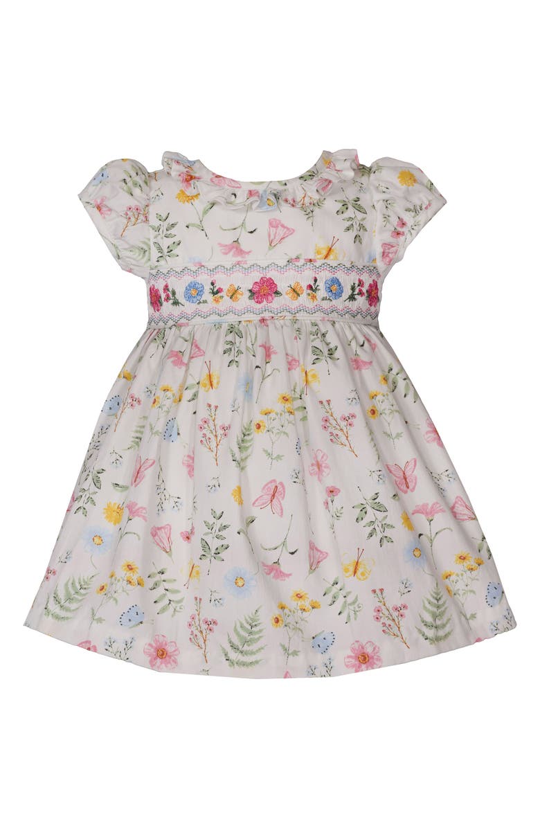 Iris & Ivy Floral Embroidered Accent Cotton Party Dress & Bloomers, Main, color,