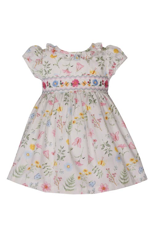 Iris & Ivy Floral Embroidered Accent Cotton Party Dress & Bloomers In White Multi