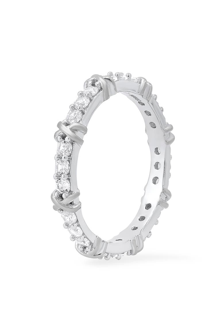 Cubic Zirconia Stacking Ring, Alternate, color, SILVER