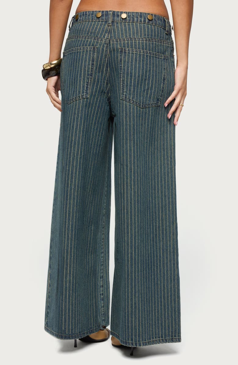 EDIKTED Pinstripe Wide Leg Low Rise Jeans, Alternate, color, 