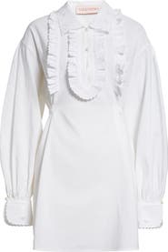 Valentino Garavani Floral Embroidered Ruffle Long Sleeve Minidress