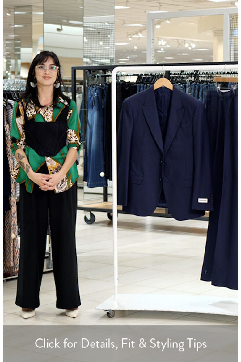 Navy Microcheck Virgin Wool Peak Lapel Suit video