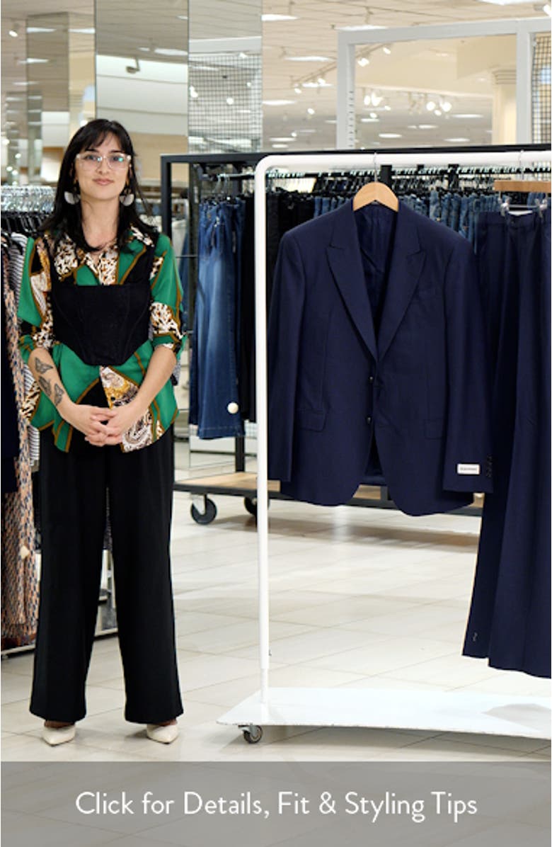 Navy Microcheck Virgin Wool Peak Lapel Suit, sales video thumbnail