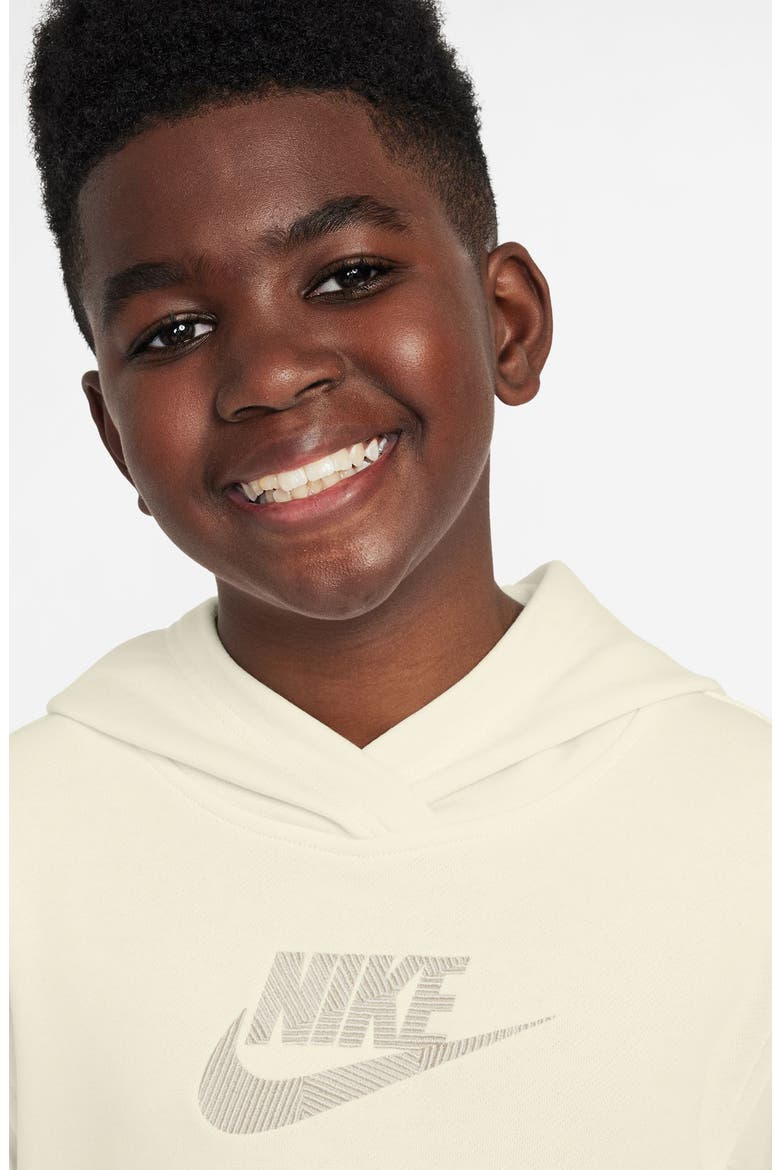 Kids' Cotton French Terry Hoodie, Alternate, color, SOFT PEARL/ OREWOOD BROWN