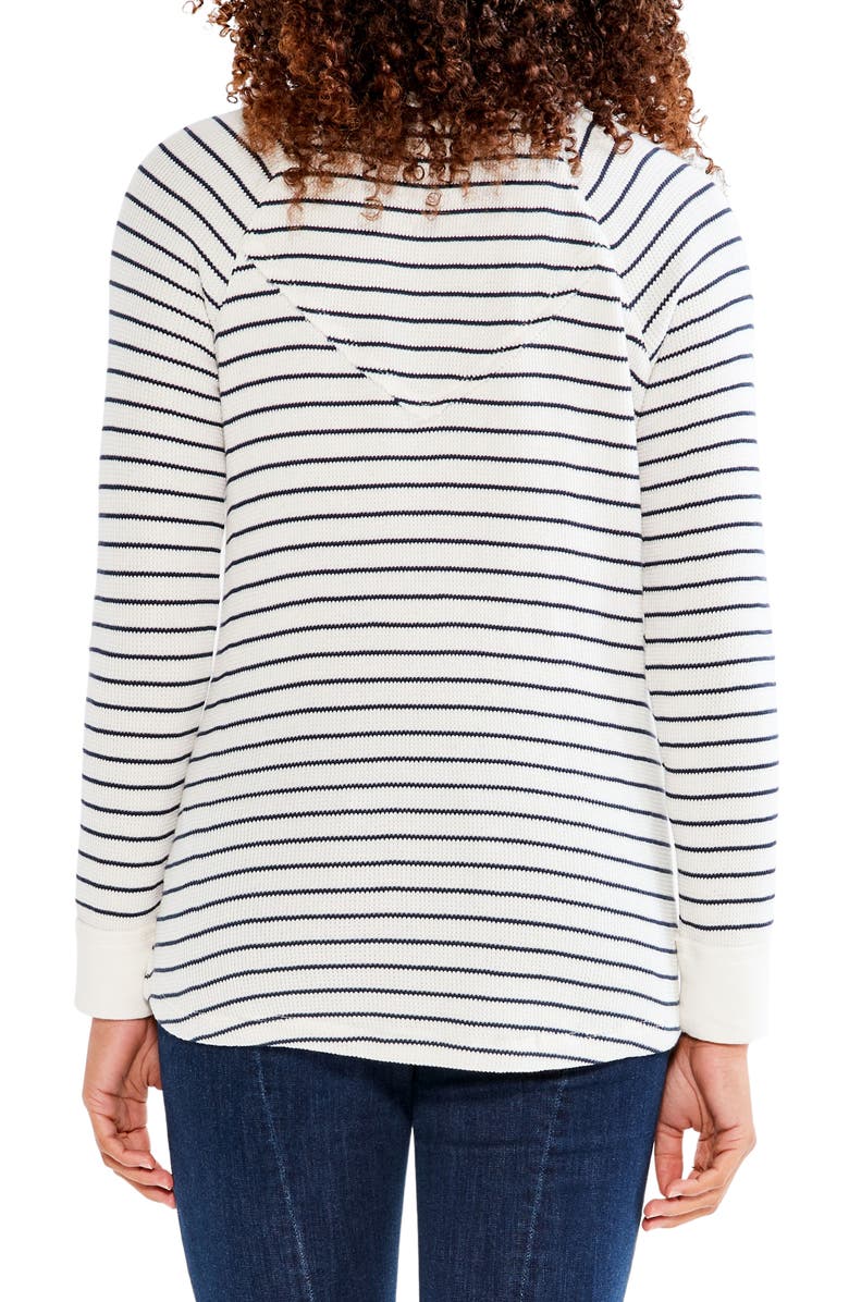 NIC+ZOE Stripe Waffle Knit Long Sleeve Top, Alternate, color, Cream Multi