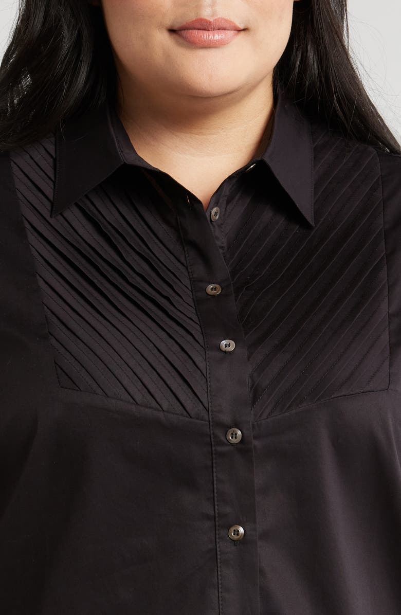 HARSHMAN Kaliyah Pleated Button-Up Shirt, Alternate, color, Black