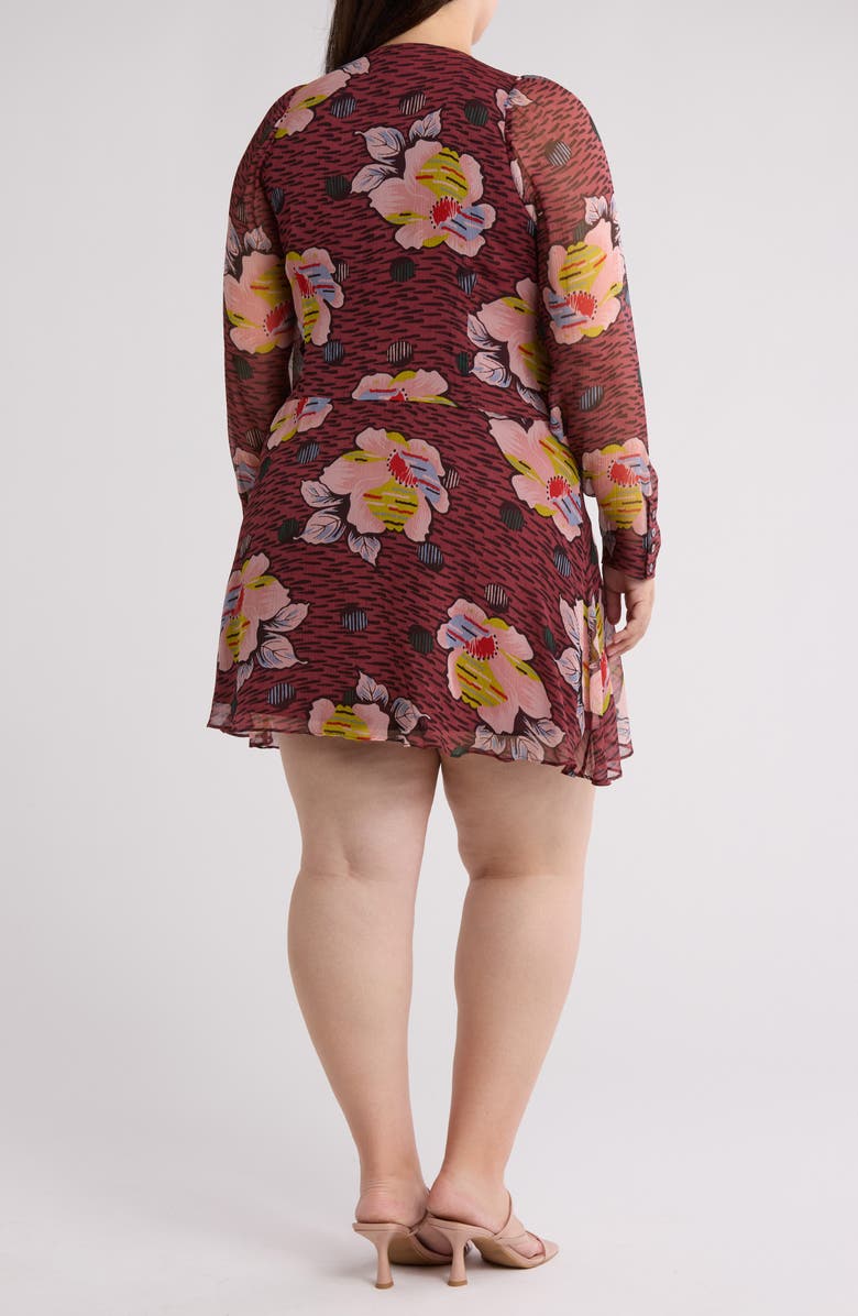 Joie Odilia Long Sleeve Silk Dress, Alternate, color, Oxblood Multi