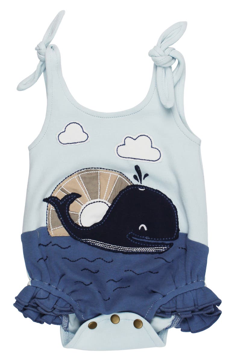 L'ovedbaby Whale Appliqué Sleeveless Organic Cotton Bodysuit, Main, color, Whale