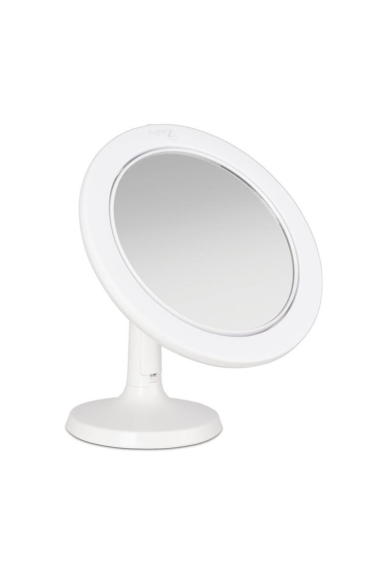 Hudson Lighted Makeup Mirror with 8X/1X Magnifications & Suction Cup, Alternate, color, White