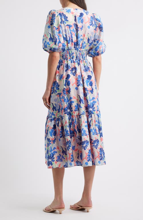 Caslon ® Twist Detail Allover Print Midi Dress In Blue