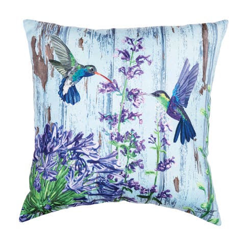 Hummingbird Paradise HD Printed Indoor/Outdoor Accent Throw Pillow 18" x 18"