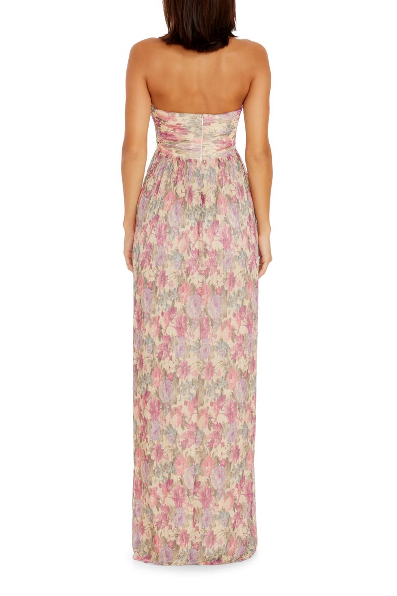 Angelique Floral Cutout Metallic Strapless Maxi Dress, Alternate, color, FUCHSIA MULTI