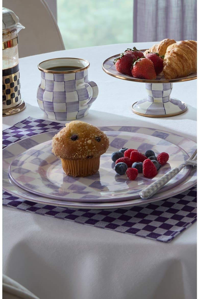 Violet Check Salad/Dessert Plate, Alternate, color, VIOLET