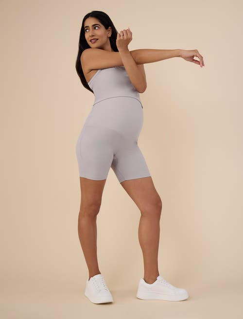 Motherhood Maternity Over The Belly 6 1/2" Maternity Biker Short In Opal