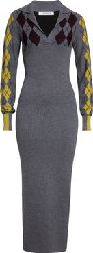 ZANKOV Raisa Long Sleeve Merino Wool Polo Maxi Dress