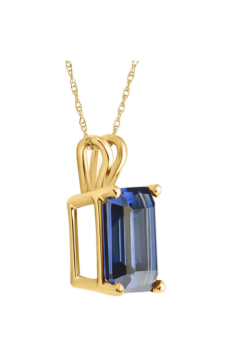 7 1/2Ct Blue Sapphire Diamond Solitaire Pendant 14k Gold Necklace Lab Grown, Alternate, color, 14k Yellow Gold