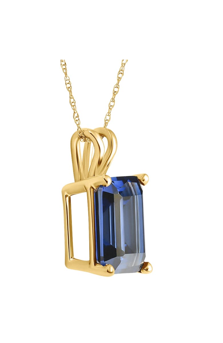 Bliss Diamond 7 1/2Ct Blue Sapphire Diamond Solitaire Pendant 14k Gold Necklace Lab Grown, Alternate, color, 14K Yellow Gold