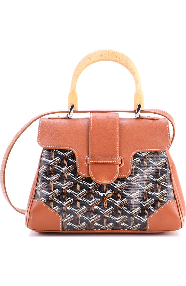 Pre-Owned Goyard Saigon Top Handle Bag Coated Canvas with Leather Mini, Main, color, Brown