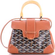 Pre-Owned Goyard Saigon Top Handle Bag Coated Canvas with Leather Mini