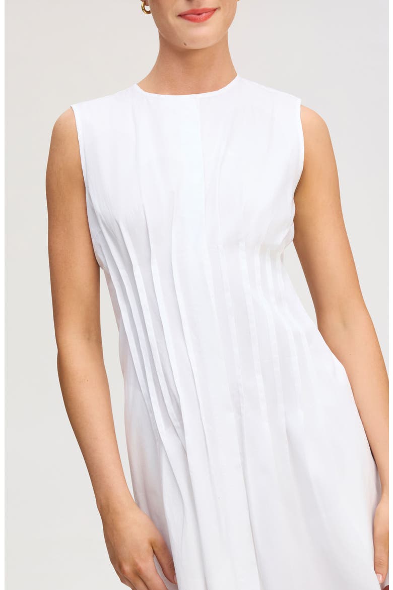 Pleated Waist Sleeveless Midi Dress, Alternate, color, BRIGHT WHITE