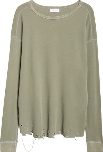 John Elliott Folsom Distressed Long Sleeve Thermal T-Shirt