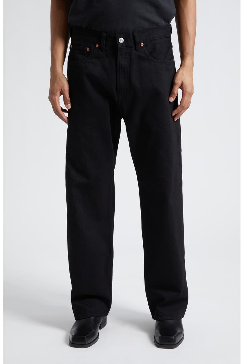 Third Cut Straight Leg Jeans, Main, color, BLACK SELVEDGE