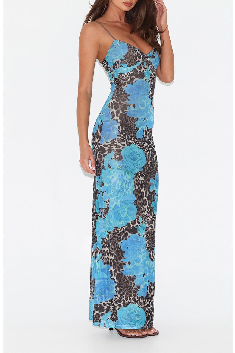 Julianna Printed Maxi Dress, Alternate, color, BLUE LEOPARD