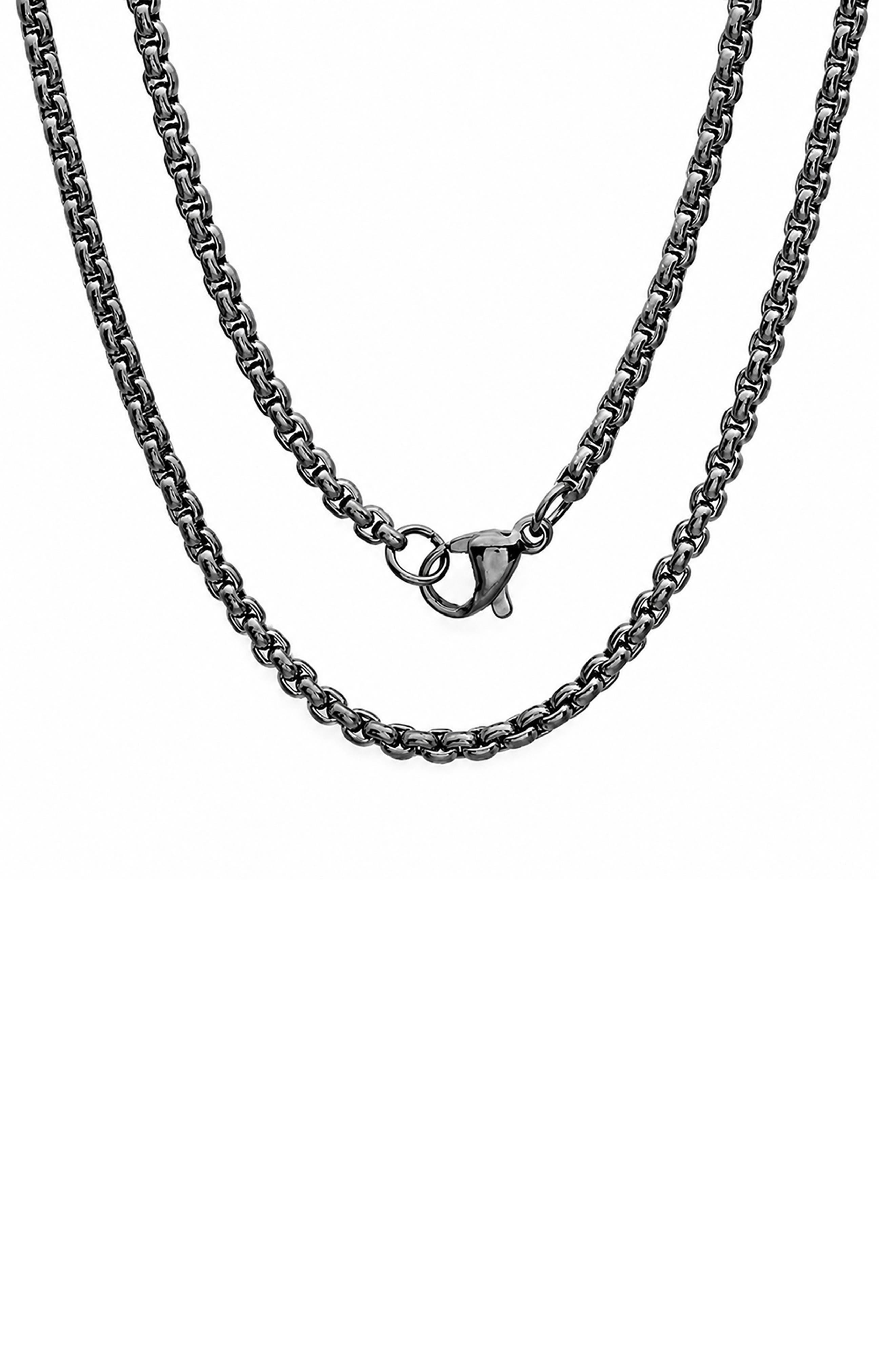 Men's Ion Plated Stainless Steel Box Chain Necklace