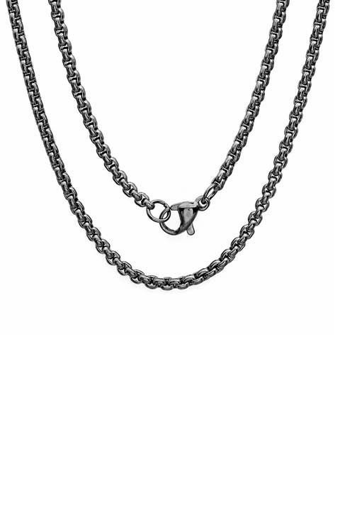 Men's Ion Plated Stainless Steel Box Chain Necklace