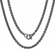STEELTIME Men's Ion Plated Stainless Steel Box Chain Necklace