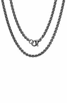 Men's Ion Plated Stainless Steel Box Chain Necklace