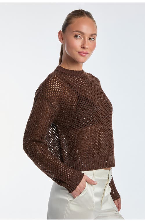 Shop Noli Yoga The Noli Shop Lucie Sequin Crochet Top In Espresso