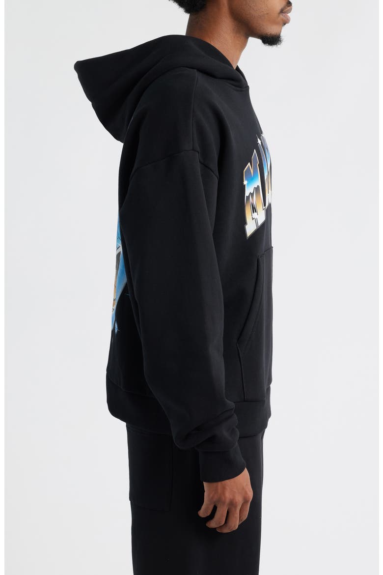 SMILEY® Chrome Logo Cotton Fleece Hoodie (Nordstrom Exclusive), Alternate, color, BLACK