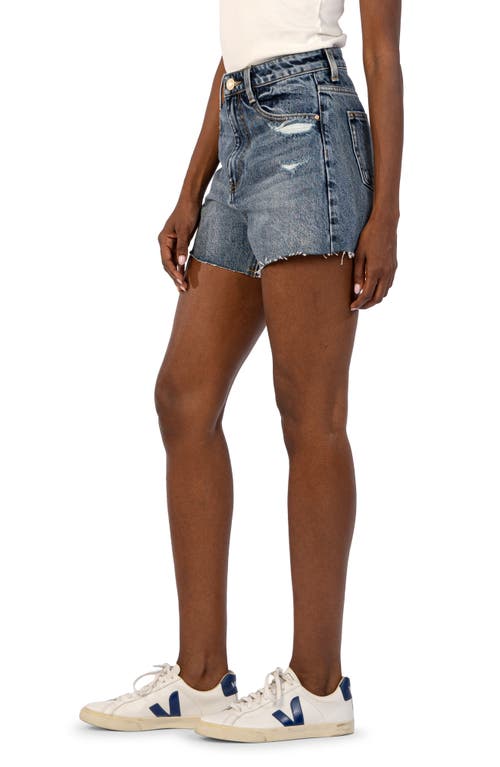 Kut From The Kloth Taylor Distressed High Waist Cutoff Denim Shorts In Facilitated Blue