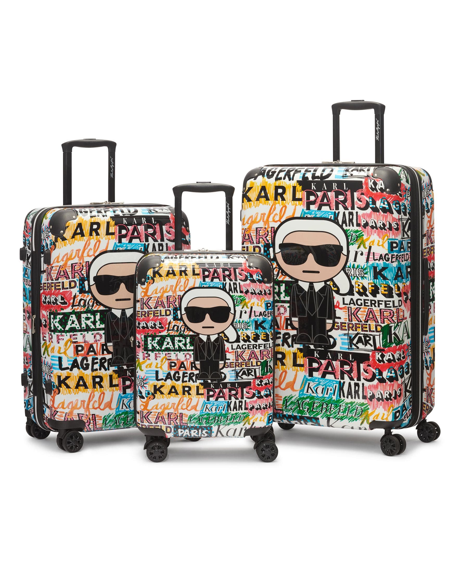 KARL LAGERFELD Logo Explosion Upright Suitcase, Alternate, color, Multi Color