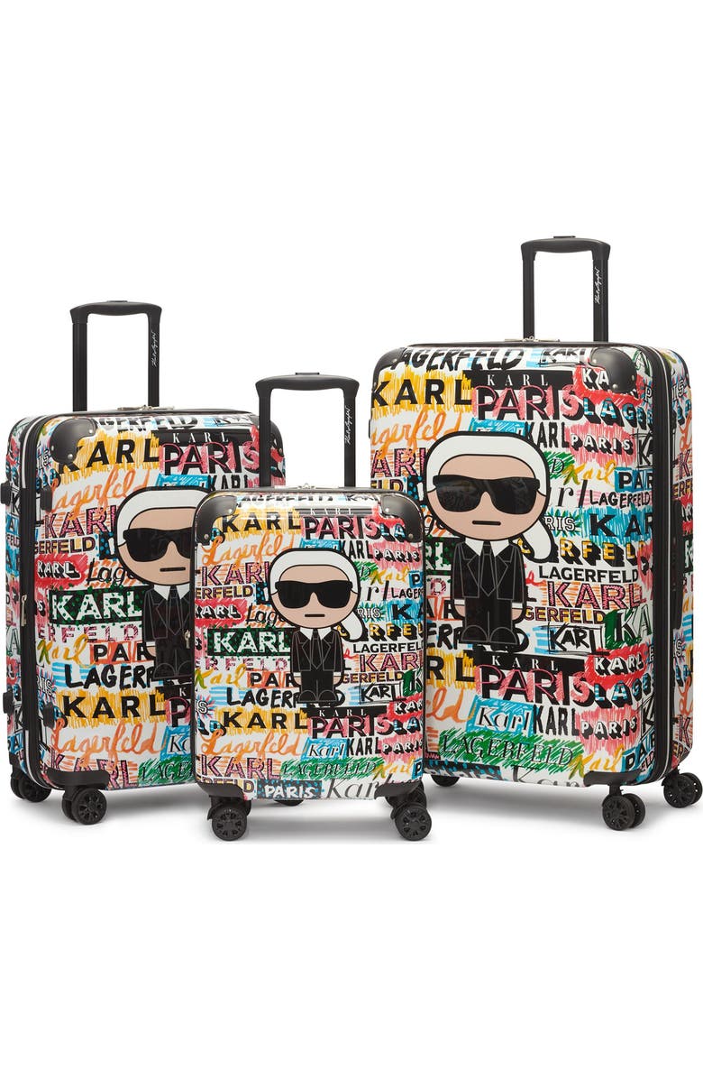 KARL LAGERFELD Logo Explosion Upright Suitcase, Alternate, color, Multi Color
