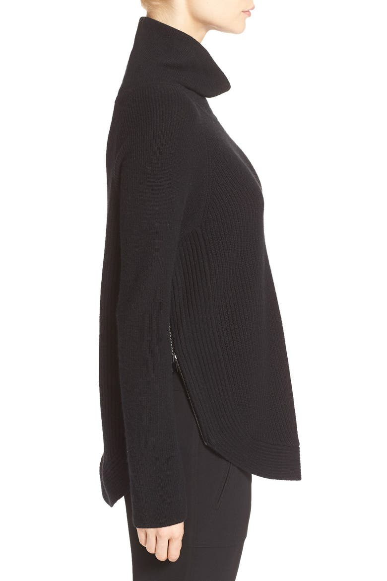 Side Zip Turtleneck, Alternate, color, BLACK