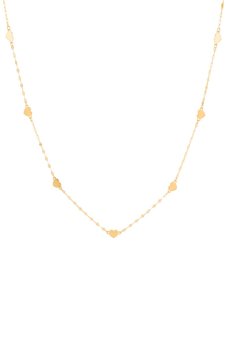 Frankie & Zoe Heart Station Necklace, Main, color, Yellow Gold
