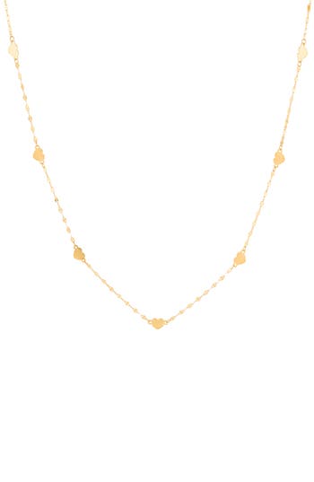 Frankie & Zoe Heart Station Necklace In Gold