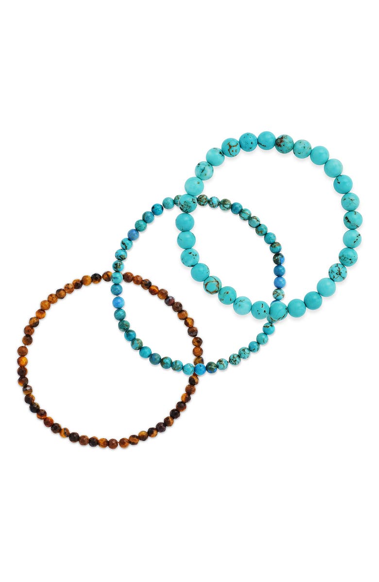 Sterling Forever Set of 3 Stretch Beaded Bracelets, Main, color,