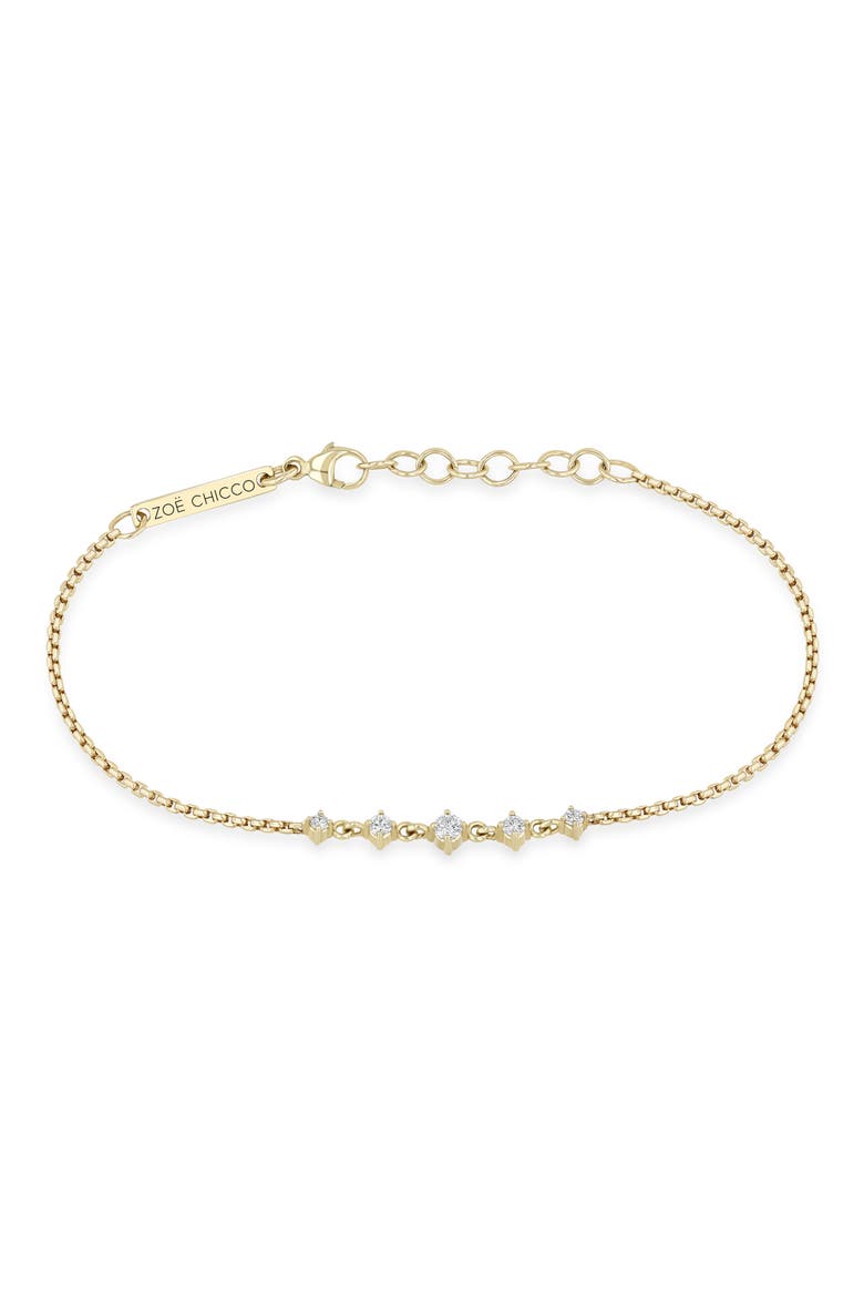 14k Gold Graduated Diamond Chain Bracelet, Main, color, 14K YELLOW GOLD