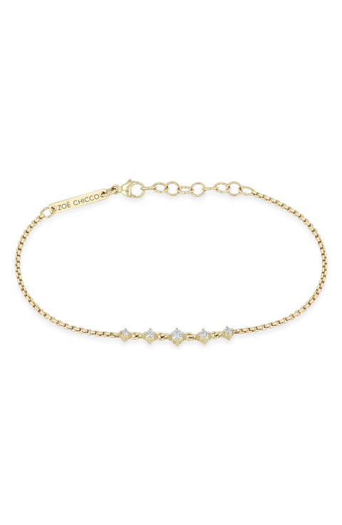 14k Gold Graduated Diamond Chain Bracelet