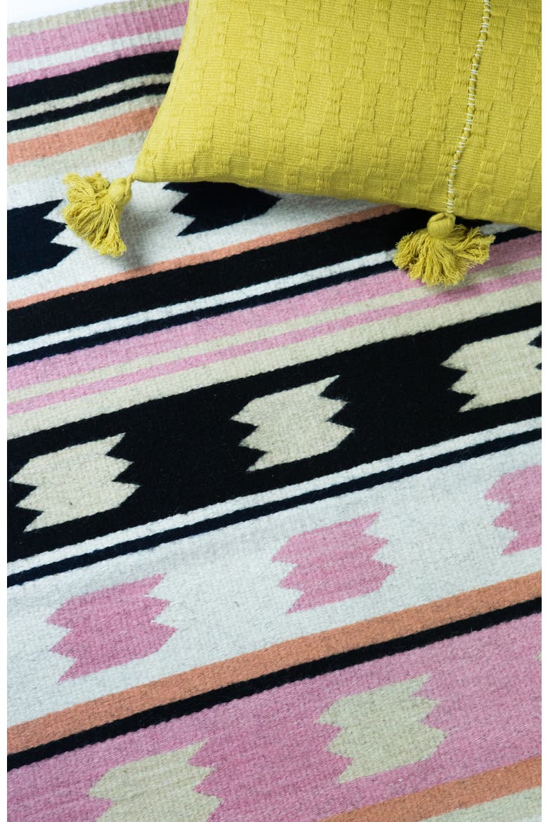 Zapotec Multi Handwoven Flatweave Wool Rug, Alternate, color, Pink