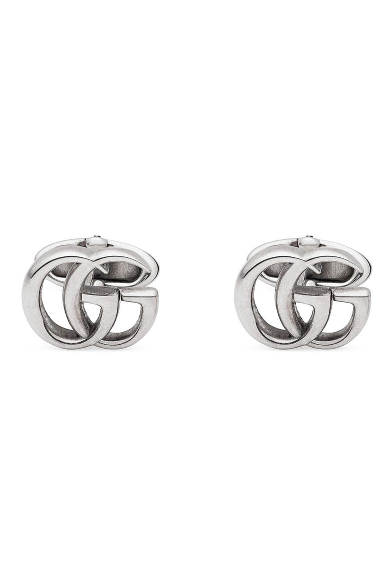 GG Silver Cuff Links, Main, color, SILVER