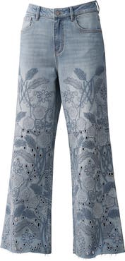 Bayeas Embroidered High Waist Wide Leg Jeans