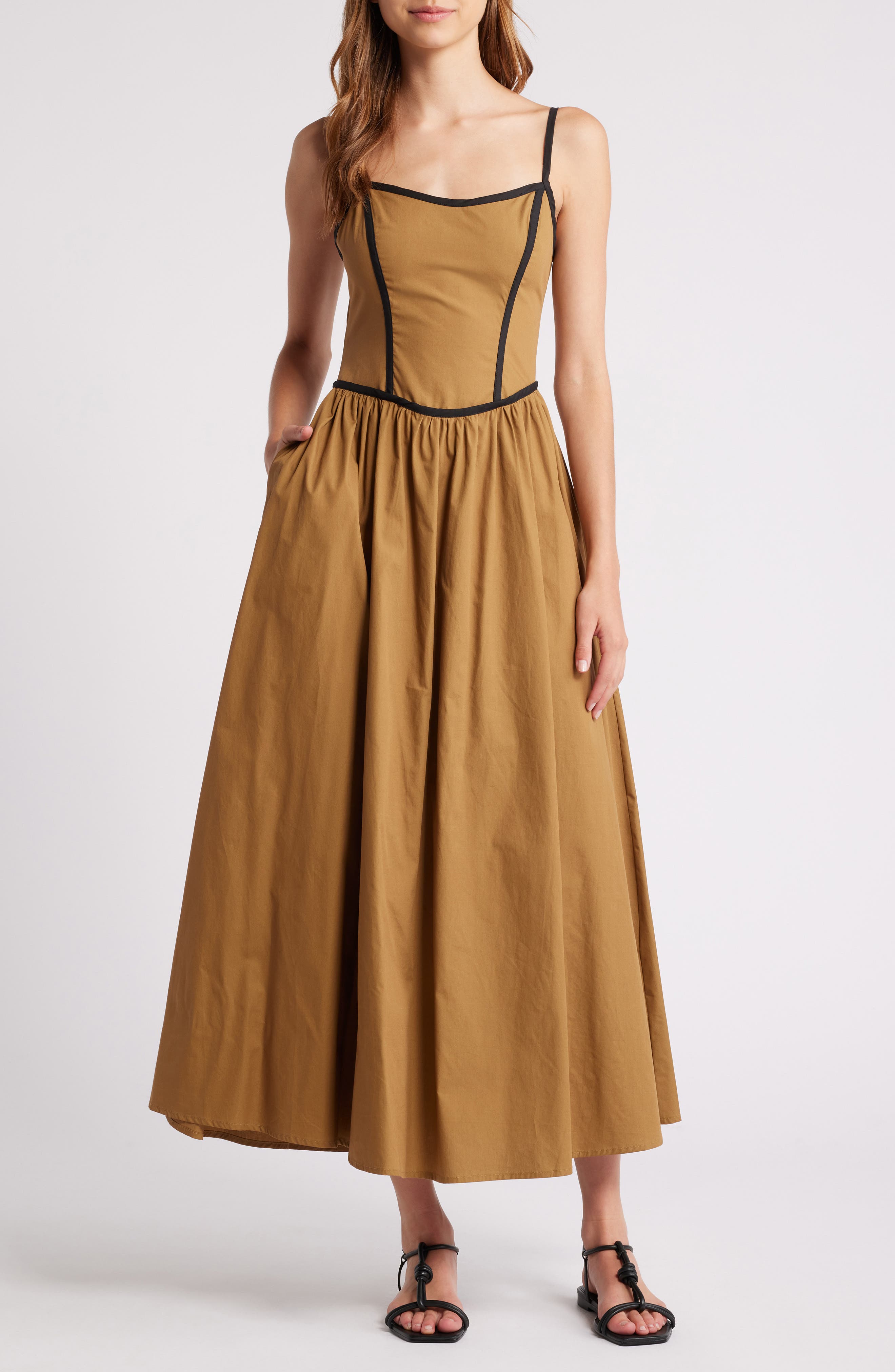 MOON RIVER A-Line Dress in Olive 