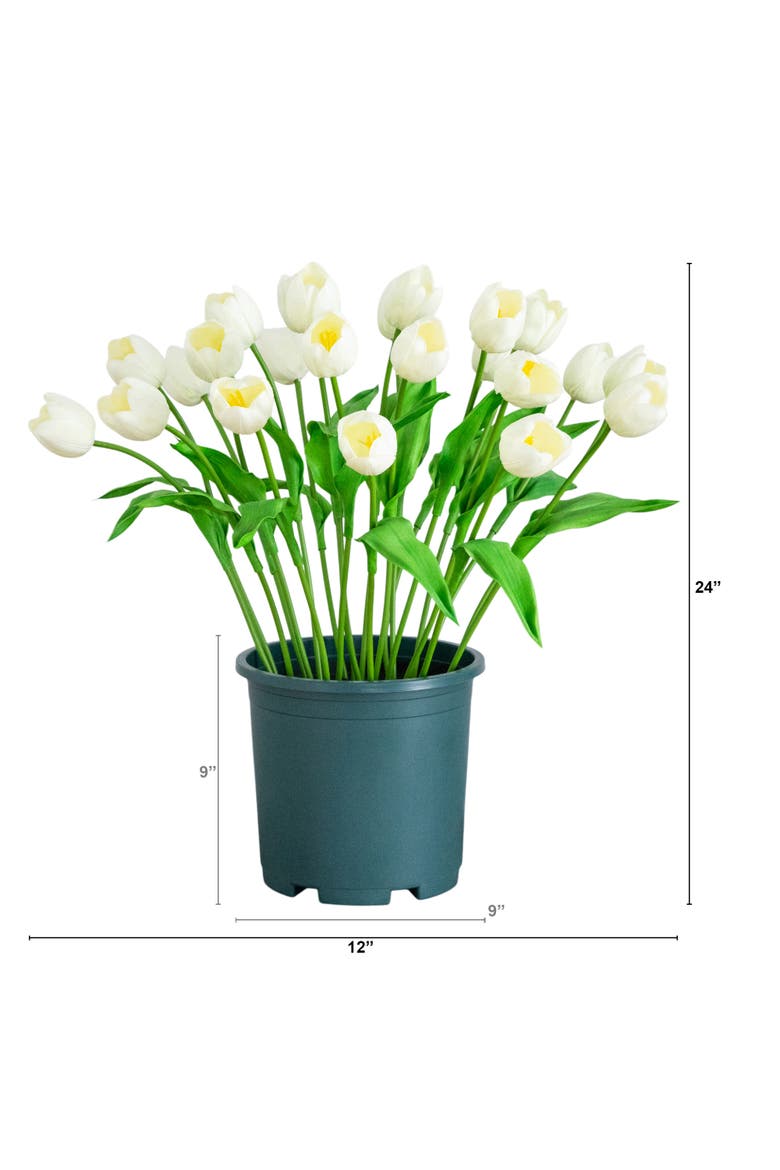 2-ft UV Resistant Artificial Tulip Plant, Alternate, color, Green