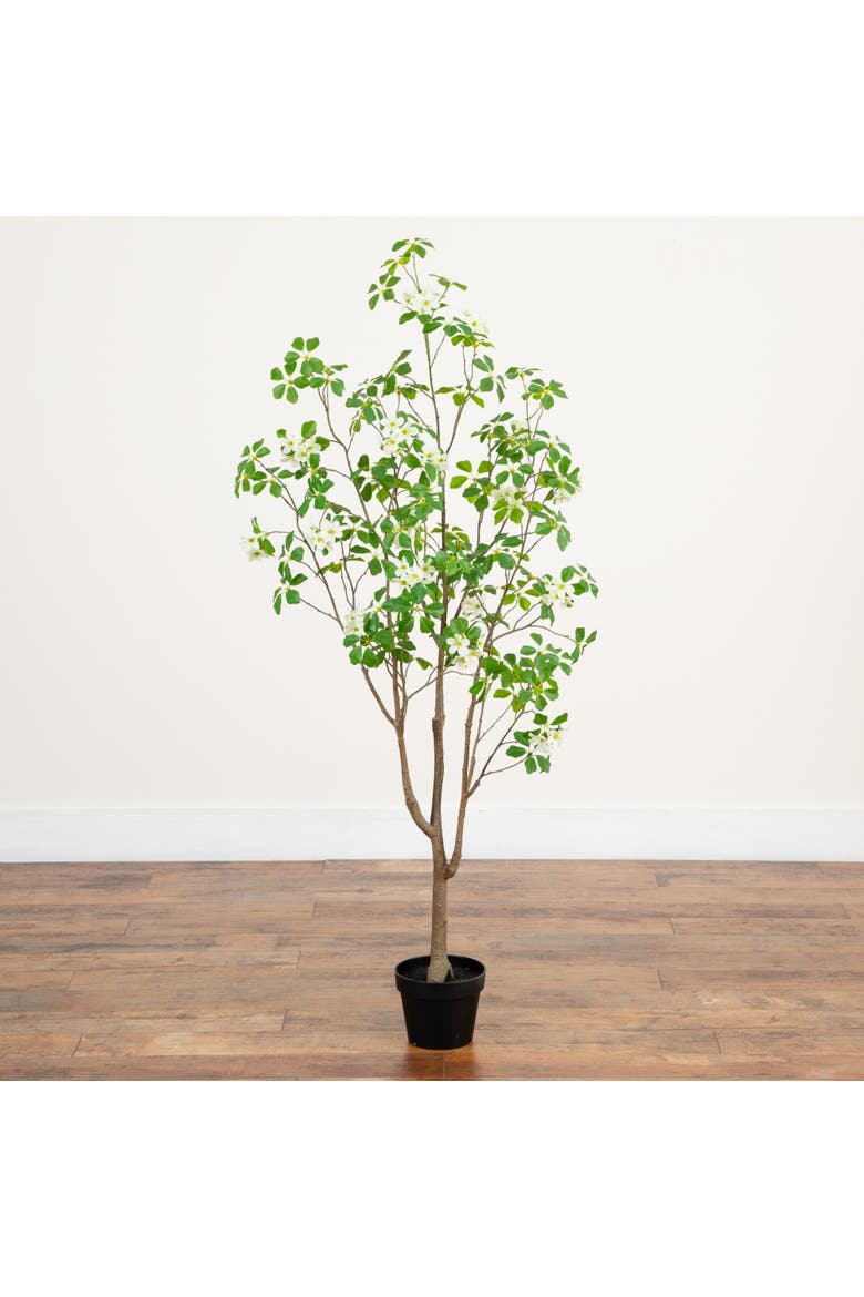 5-ft Artificial Dogwood Tree, Alternate, color, Green