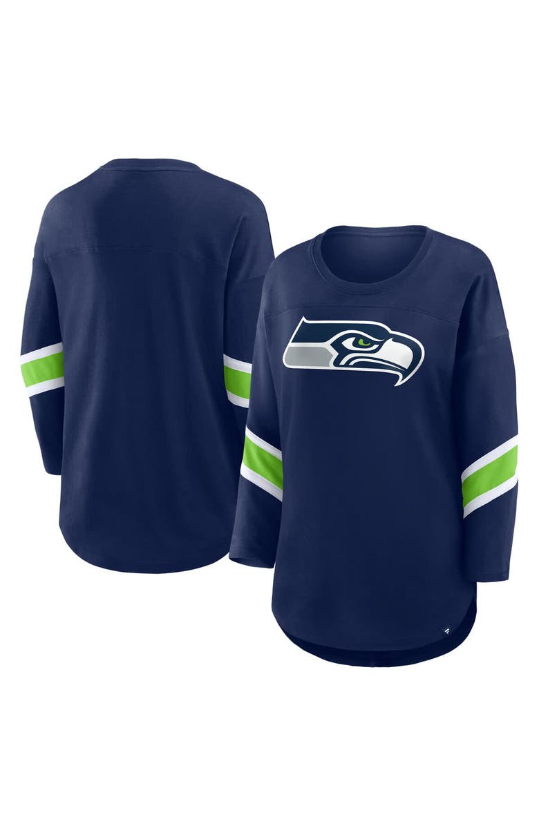 FANATICS Women's Fanatics College Navy Seattle Seahawks Plus Size Redzone 3/4-Sleeve Scoop Neck T-Shirt, Main, color, College Navy